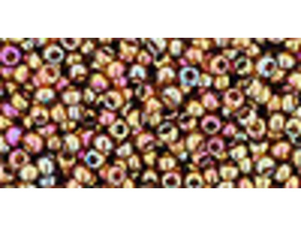 TOHO Glass Seed Bead, Size 11, 2.1mm, Gold-Lustered Dk Topaz (Tube)