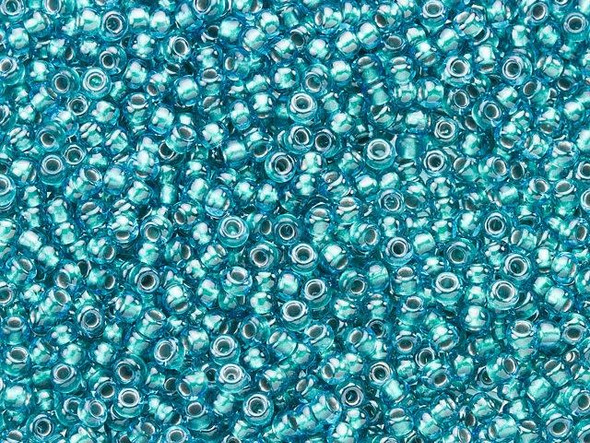TOHO Glass Seed Bead, Size 11, 2.1mm, Inside-Color Lt Sapphire/Metallic Teal-Lined (Tube)