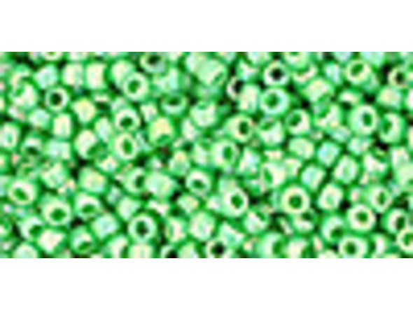 TOHO Glass Seed Bead, Size 11, 2.1mm, Opaque-Rainbow Mint Green (Tube)