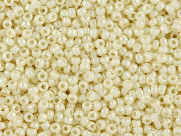 TOHO Glass Seed Bead, Size 11, 2.1mm, Opaque-Rainbow Lt Beige (Tube)