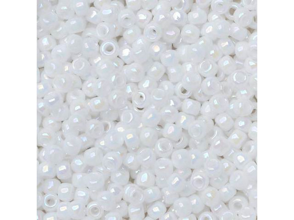 TOHO Glass Seed Bead, Size 11, 2.1mm, Opaque-Rainbow White (Tube)