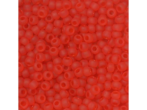 TOHO Glass Seed Bead, Size 11, 2.1mm, Transparent-Frosted Lt Siam Ruby (Tube)