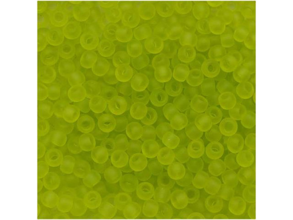 TOHO Glass Seed Bead, Size 11, 2.1mm, Transparent-Frosted Lime Green (Tube)