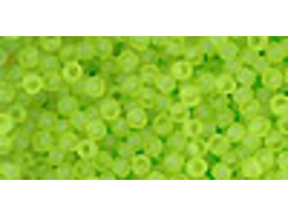 TOHO Glass Seed Bead, Size 11, 2.1mm, Transparent-Frosted Lime Green (Tube)