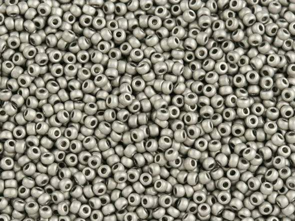 TOHO Glass Seed Bead, Size 11, 2.1mm, Metallic Frosted Antique Silver (Tube)