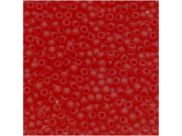 TOHO Glass Seed Bead, Size 11, 2.1mm, Transparent-Frosted Siam Ruby (Tube)