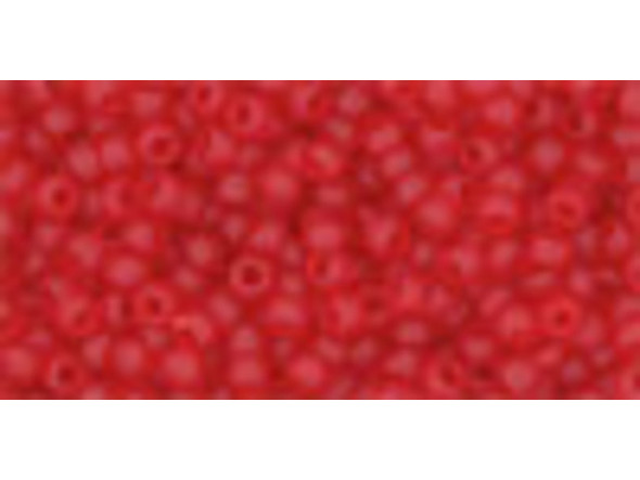 TOHO Glass Seed Bead, Size 11, 2.1mm, Transparent-Frosted Siam Ruby (Tube)