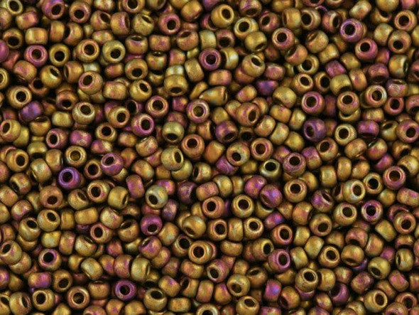 TOHO Glass Seed Bead, Size 11, 2.1mm, Higher-Metallic Frosted Copper Twilight (Tube)