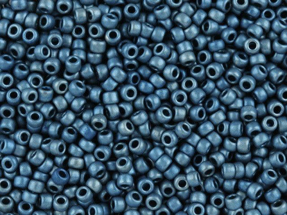 TOHO Glass Seed Bead, Size 11, 2.1mm, Higher-Metallic Frosted Mediterranean Blue (Tube)