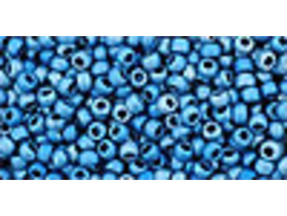 TOHO Glass Seed Bead, Size 11, 2.1mm, Higher-Metallic Frosted Mediterranean Blue (Tube)