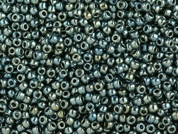 TOHO Glass Seed Bead, Size 11, 2.1mm, Galvanized Green Silver (Tube)