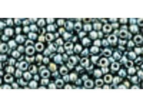 TOHO Glass Seed Bead, Size 11, 2.1mm, Galvanized Green Silver (Tube)