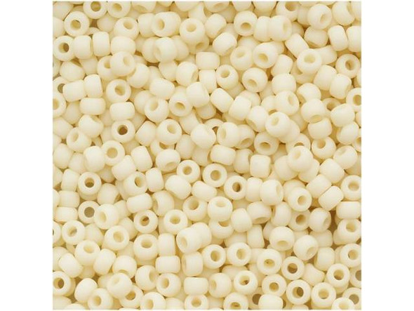 TOHO Glass Seed Bead, Size 11, 2.1mm, Opaque-Frosted Lt Beige (Tube)