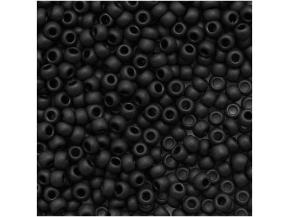 TOHO Glass Seed Bead, Size 11, 2.1mm, Opaque-Frosted Jet (Tube)