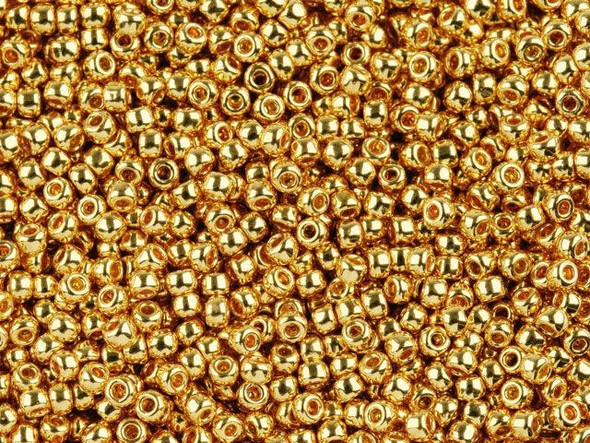 TOHO Glass Seed Bead, Size 11, 2.1mm, Metallic 24K Gold Plated (Tube)
