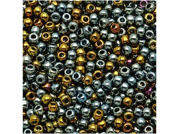 TOHO Glass Seed Bead, Size 11, 2.1mm, Galvanized Blue Gold (Tube)