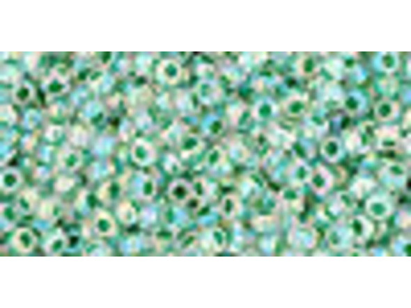 TOHO Glass Seed Bead, Size 11, 2.1mm, Inside-Color Rainbow Crystal/Shamrock-Lined (Tube)
