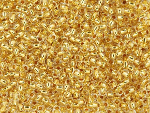 TOHO Glass Seed Bead, Size 11, 2.1mm, 24K Gold-Lined Crystal (Tube)