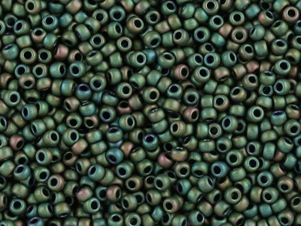 TOHO Glass Seed Bead, Size 11, 2.1mm, Matte-Color Iris - Peridot (Tube)