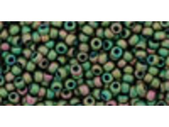 TOHO Glass Seed Bead, Size 11, 2.1mm, Matte-Color Iris - Peridot (Tube)