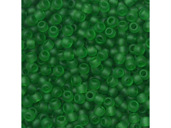 TOHO Glass Seed Bead, Size 11, 2.1mm, Transparent-Frosted Grass Green (Tube)