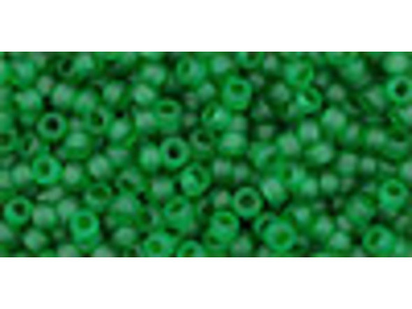 TOHO Glass Seed Bead, Size 11, 2.1mm, Transparent-Frosted Grass Green (Tube)