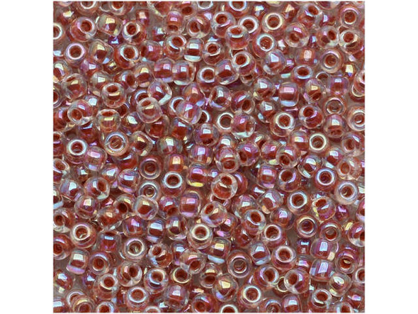 TOHO Glass Seed Bead, Size 11, 2.1mm, Inside-Color Rainbow Crystal/Sandstone-Lined (Tube)