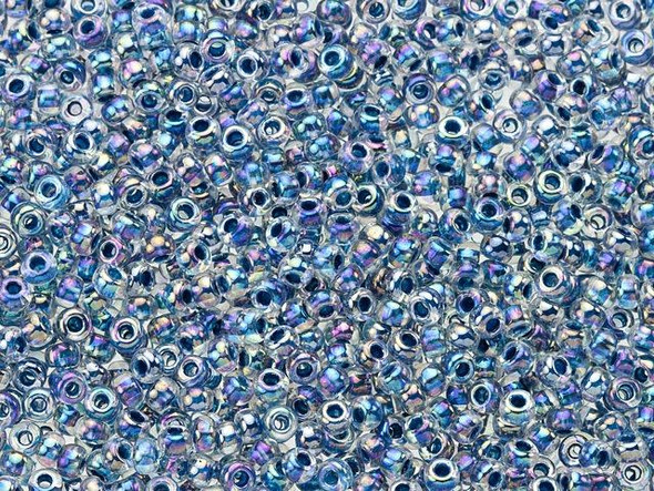 TOHO Glass Seed Bead, Size 11, 2.1mm, Inside-Color Rainbow Crystal/Capri-Lined (Tube)