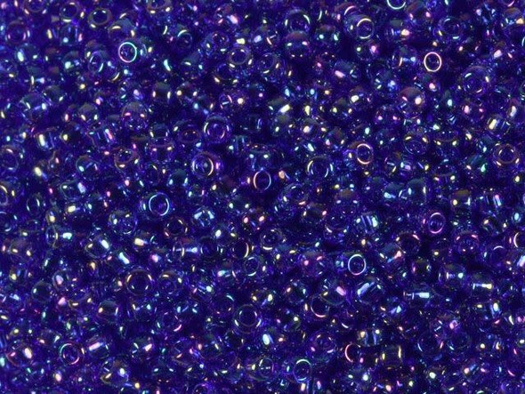 TOHO Glass Seed Bead, Size 11, 2.1mm, Transparent-Rainbow Cobalt (Tube)