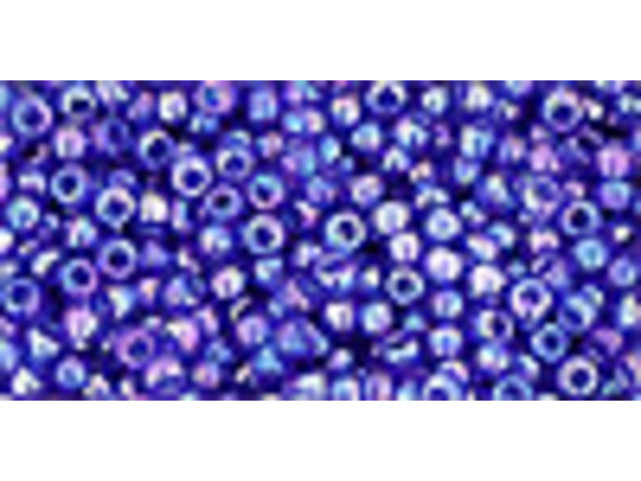 TOHO Glass Seed Bead, Size 11, 2.1mm, Transparent-Rainbow Cobalt (Tube)