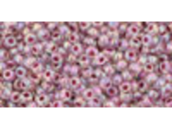 TOHO Glass Seed Bead, Size 11, 2.1mm, Inside-Color Rainbow Crystal/Strawberry-Lined (Tube)