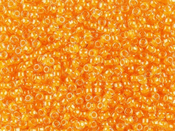 TOHO Glass Seed Bead, Size 11, 2.1mm, Luminous Neon Tangerine (Tube)
