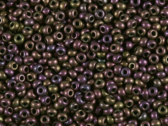 TOHO Glass Seed Bead, Size 11, 2.1mm, Frosted Metallic Iris - Purple (Tube)