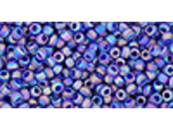TOHO Glass Seed Bead, Size 11, 2.1mm, Transparent-Rainbow Frosted Cobalt (Tube)