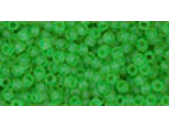 TOHO Glass Seed Bead, Size 11, 2.1mm, Transparent-Frosted Peridot (Tube)