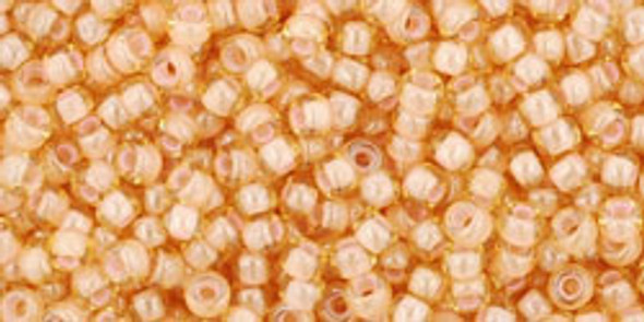 TOHO Glass Seed Bead, Size 11, 2.1mm, Inside-Color Jonquil/Lt Apricot-Lined (tube)
