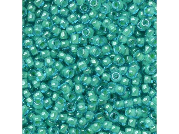 TOHO Glass Seed Bead, Size 11, 2.1mm, Inside-Color Aqua/Lt Jonquil-Lined (Tube)