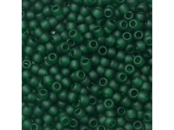 TOHO Glass Seed Bead, Size 11, 2.1mm, Transparent-Frosted Green Emerald (Tube)