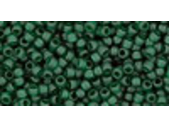 TOHO Glass Seed Bead, Size 11, 2.1mm, Transparent-Frosted Green Emerald (Tube)