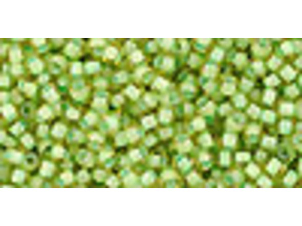 TOHO Glass Seed Bead, Size 11, 2.1mm, Inside-Color Jonquil/Mint Julep-Lined (Tube)