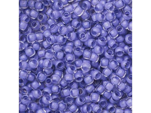 TOHO Glass Seed Bead, Size 11, 2.1mm, Inside-Color Crystal/Neon Purple-Lined (Tube)