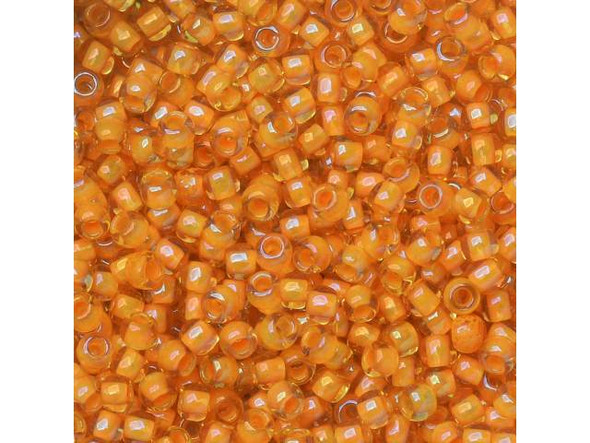 TOHO Glass Seed Bead, Size 11, 2.1mm, Inside-Color Jonquil/Burnt Orange-Lined (Tube)