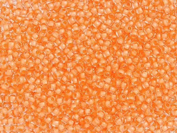 TOHO Glass Seed Bead, Size 11, 2.1mm, Inside-Color Crystal/Apricot-Lined (Tube)