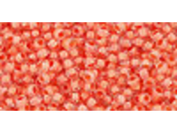 TOHO Glass Seed Bead, Size 11, 2.1mm, Inside-Color Crystal/Apricot-Lined (Tube)