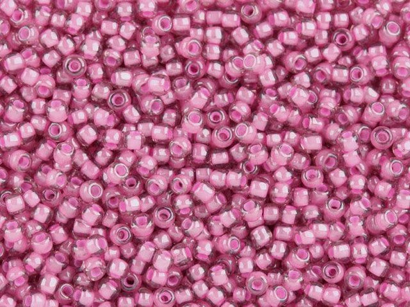 TOHO Glass Seed Bead, Size 11, 2.1mm, Inside-Color Lt Amethyst/Pink-Lined (Tube)