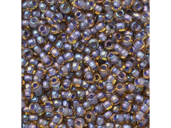 TOHO Glass Seed Bead, Size 11, 2.1mm, Inside-Color Lt Topaz/Opaque Lavender-Lined (Tube)