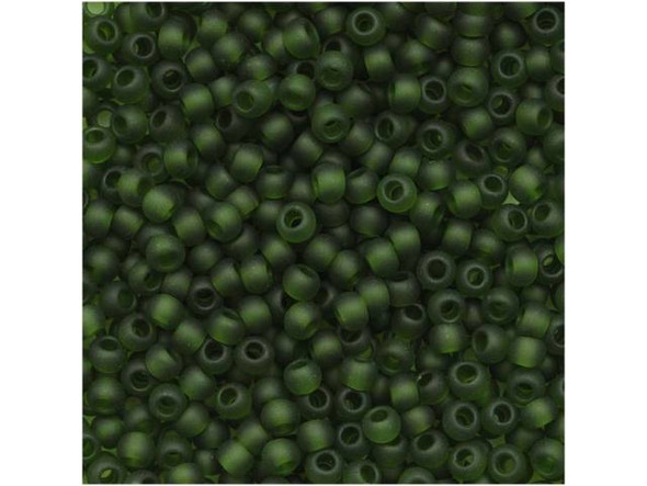 TOHO Glass Seed Bead, Size 11, 2.1mm, Transparent-Frosted Olivine (Tube)