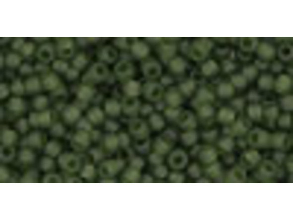 TOHO Glass Seed Bead, Size 11, 2.1mm, Transparent-Frosted Olivine (Tube)