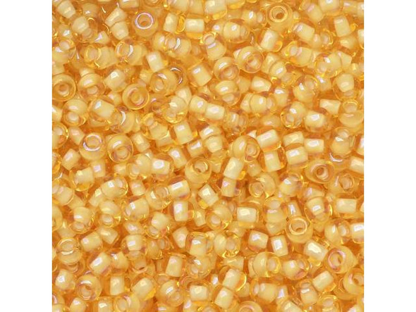 TOHO Glass Seed Bead, Size 11, 2.1mm, Inside-Color Jonquil/White-Lined (Tube)