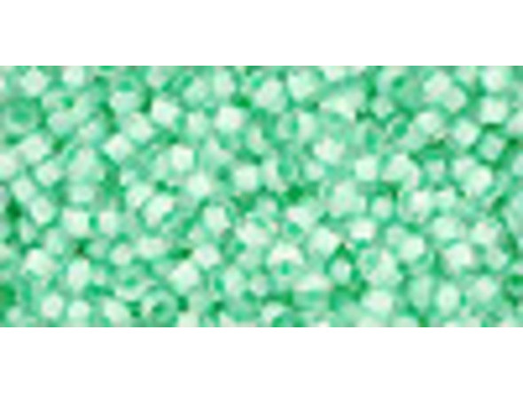 TOHO Glass Seed Bead, Size 11, 2.1mm, Inside-Color Crystal/Neon Sea Foam-Lined (Tube)